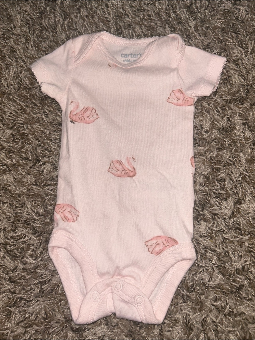 Carter's Light Pink Swan Print Short-Sleeve Bodysuit